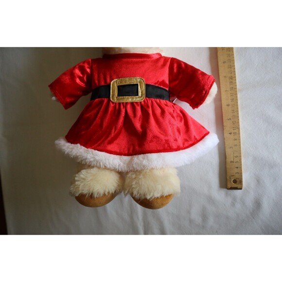 Build A Bear Workshop 15" Teddy Bear Plush Off-White Brown Red Santa Dress - Picture 3 of 14